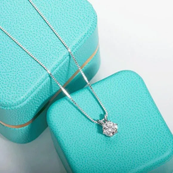 Certified 3 ct. t.w. Moissanite Diamond Solitaire Necklace NEW A - Picture 5 of 9